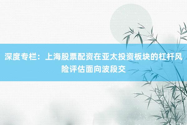 深度专栏：上海股票配资在亚太投资板块的杠杆风险评估面向波段交