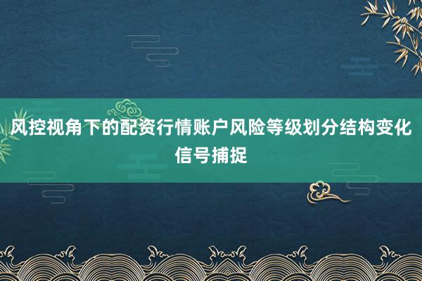 风控视角下的配资行情账户风险等级划分结构变化信号捕捉
