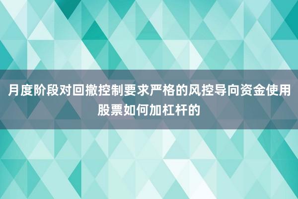 月度阶段对回撤控制要求严格的风控导向资金使用股票如何加杠杆的